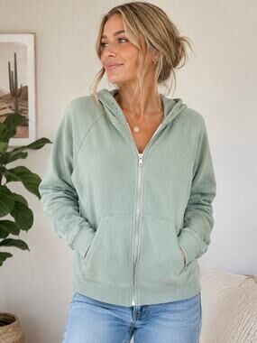 Ultra Flirt Essentials Womens XL Sage Green Fleece Full Zip Hoodie Y2K
